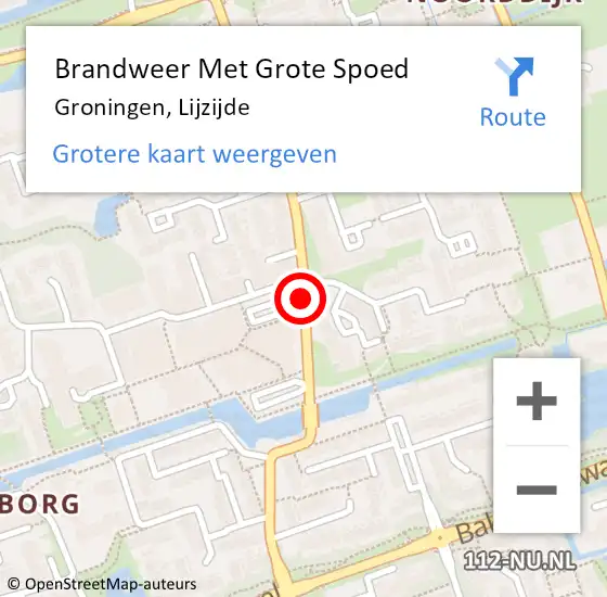 Locatie op kaart van de 112 melding: Brandweer Met Grote Spoed Naar Groningen, Lijzijde op 3 december 2020 08:49