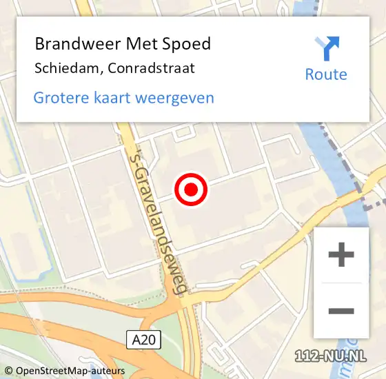 Locatie op kaart van de 112 melding: Brandweer Met Spoed Naar Schiedam, Conradstraat op 3 december 2020 09:28