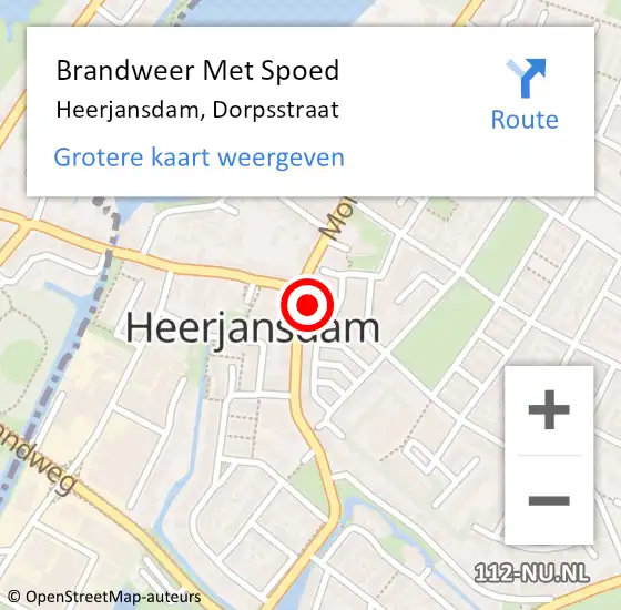 Locatie op kaart van de 112 melding: Brandweer Met Spoed Naar Heerjansdam, Dorpsstraat op 26 mei 2014 11:42