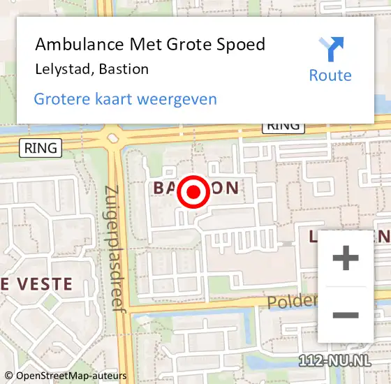 Locatie op kaart van de 112 melding: Ambulance Met Grote Spoed Naar Lelystad, Bastion op 3 december 2020 10:02