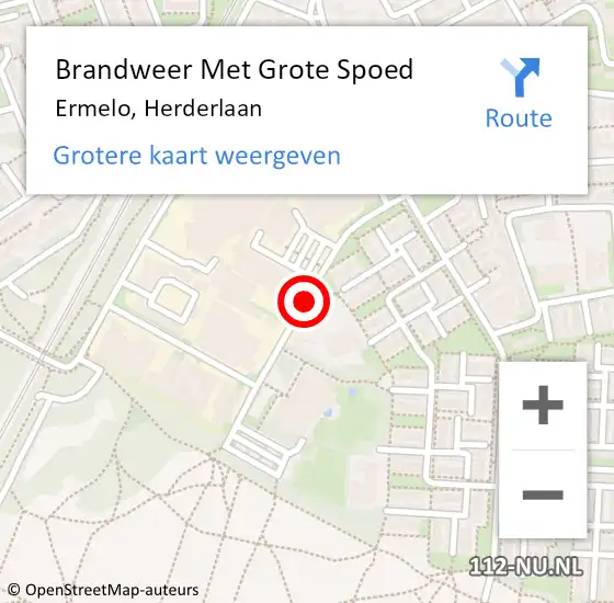 Locatie op kaart van de 112 melding: Brandweer Met Grote Spoed Naar Ermelo, Herderlaan op 3 december 2020 10:23