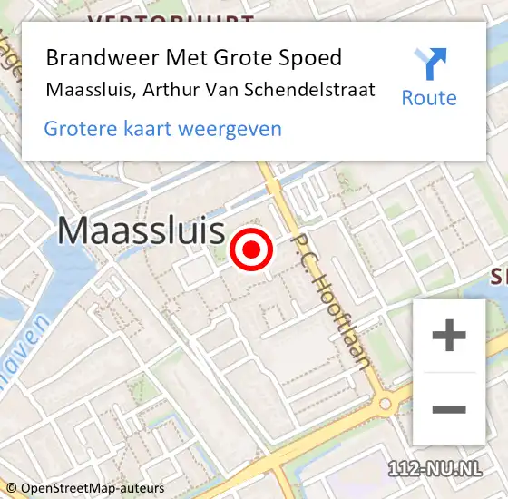 Locatie op kaart van de 112 melding: Brandweer Met Grote Spoed Naar Maassluis, Arthur Van Schendelstraat op 3 december 2020 11:03