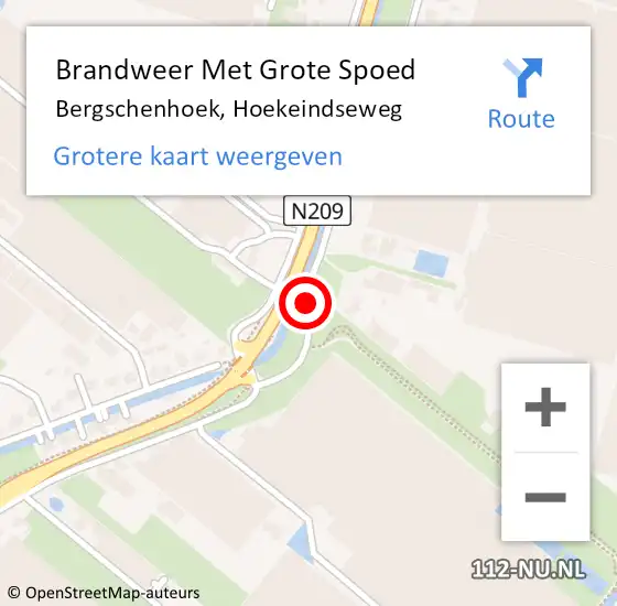 Locatie op kaart van de 112 melding: Brandweer Met Grote Spoed Naar Bergschenhoek, Hoekeindseweg op 3 december 2020 11:07