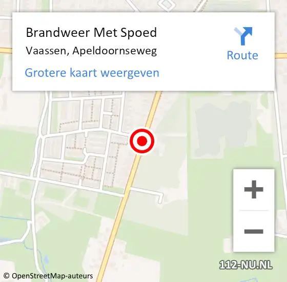 Locatie op kaart van de 112 melding: Brandweer Met Spoed Naar Vaassen, Apeldoornseweg op 3 december 2020 11:28