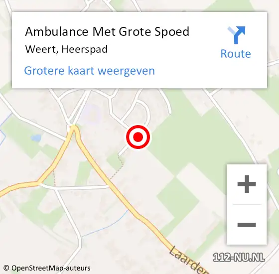 Locatie op kaart van de 112 melding: Ambulance Met Grote Spoed Naar Weert, Heerspad op 26 mei 2014 12:11