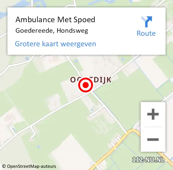 Locatie op kaart van de 112 melding: Ambulance Met Spoed Naar Goedereede, Hondsweg op 3 december 2020 14:30