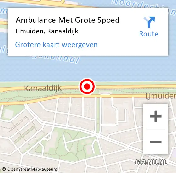 Locatie op kaart van de 112 melding: Ambulance Met Grote Spoed Naar IJmuiden, Kanaaldijk op 3 december 2020 15:00