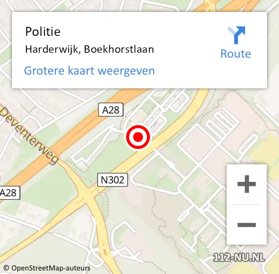 Locatie op kaart van de 112 melding: Politie Harderwijk, Boekhorstlaan op 3 december 2020 15:20