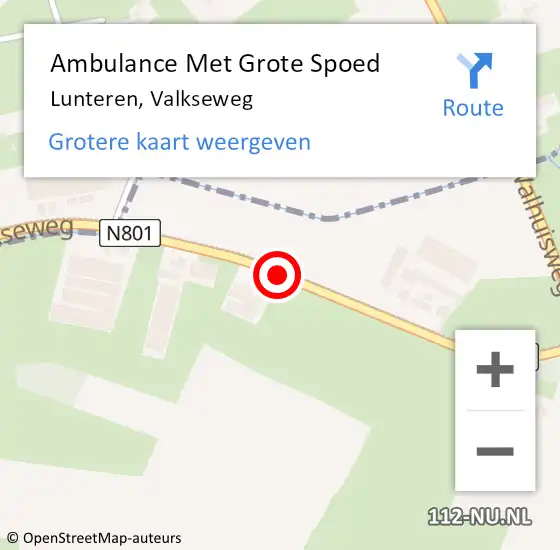 Locatie op kaart van de 112 melding: Ambulance Met Grote Spoed Naar Lunteren, Valkseweg op 3 december 2020 15:56