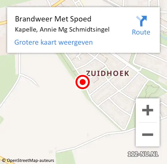 Locatie op kaart van de 112 melding: Brandweer Met Spoed Naar Kapelle, Annie Mg Schmidtsingel op 3 december 2020 16:45