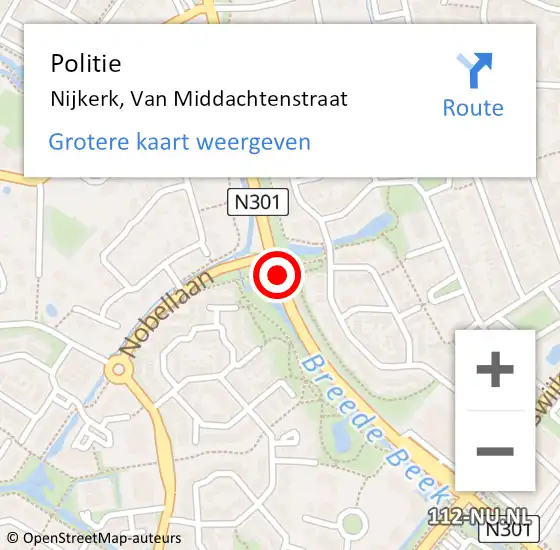 Locatie op kaart van de 112 melding: Politie Nijkerk, Van Middachtenstraat op 3 december 2020 16:58