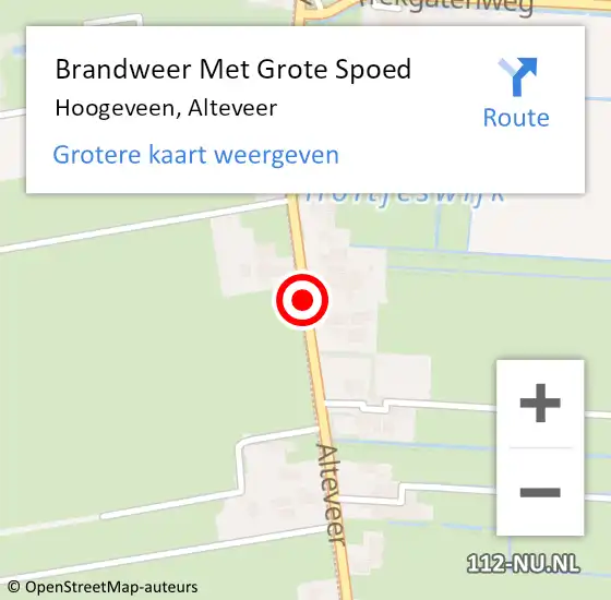 Locatie op kaart van de 112 melding: Brandweer Met Grote Spoed Naar Hoogeveen, Alteveer op 3 december 2020 17:05