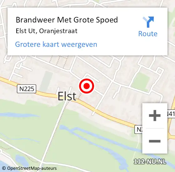 Locatie op kaart van de 112 melding: Brandweer Met Grote Spoed Naar Elst Ut, Oranjestraat op 3 december 2020 17:08