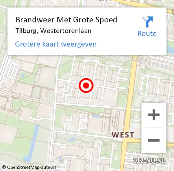 Locatie op kaart van de 112 melding: Brandweer Met Grote Spoed Naar Tilburg, Westertorenlaan op 3 december 2020 17:10