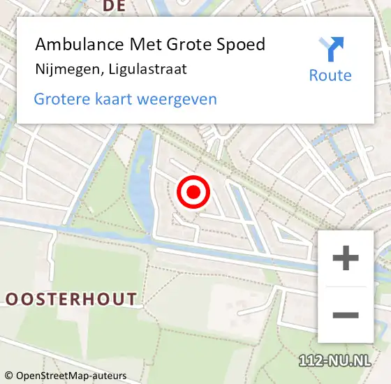 Locatie op kaart van de 112 melding: Ambulance Met Grote Spoed Naar Nijmegen, Ligulastraat op 3 december 2020 17:37