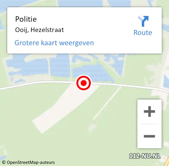 Locatie op kaart van de 112 melding: Politie Ooij, Hezelstraat op 3 december 2020 17:46