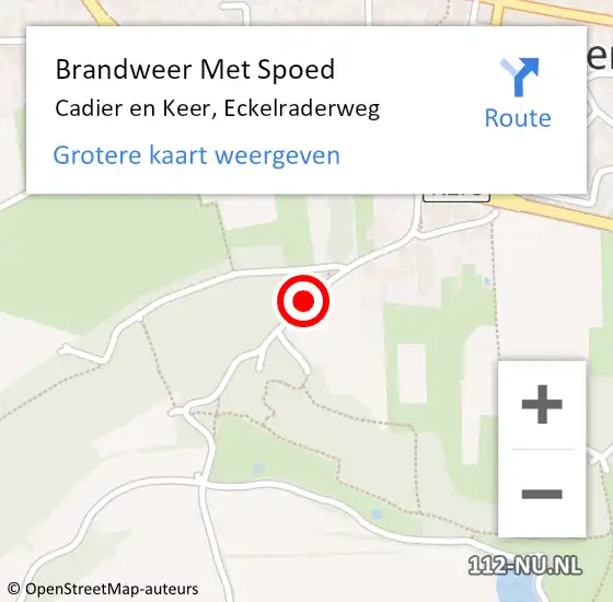 Locatie op kaart van de 112 melding: Brandweer Met Spoed Naar Cadier en Keer, Eckelraderweg op 3 december 2020 18:14