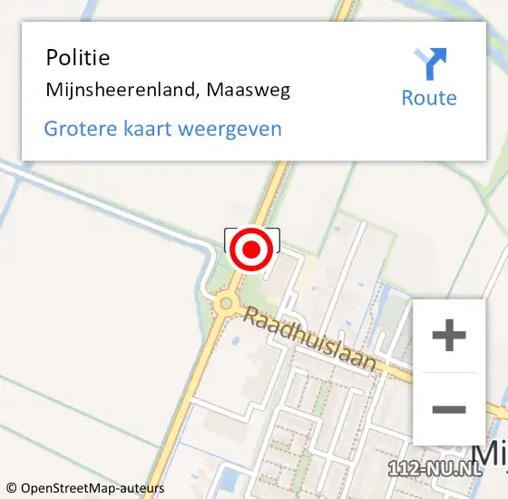 Locatie op kaart van de 112 melding: Politie Mijnsheerenland, Maasweg op 3 december 2020 19:12