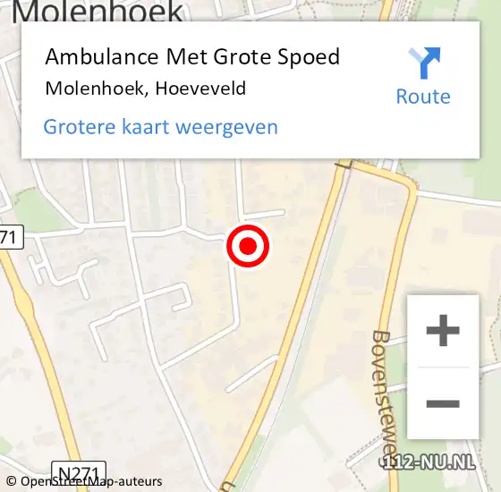 Locatie op kaart van de 112 melding: Ambulance Met Grote Spoed Naar Molenhoek, Hoeveveld op 3 december 2020 19:22