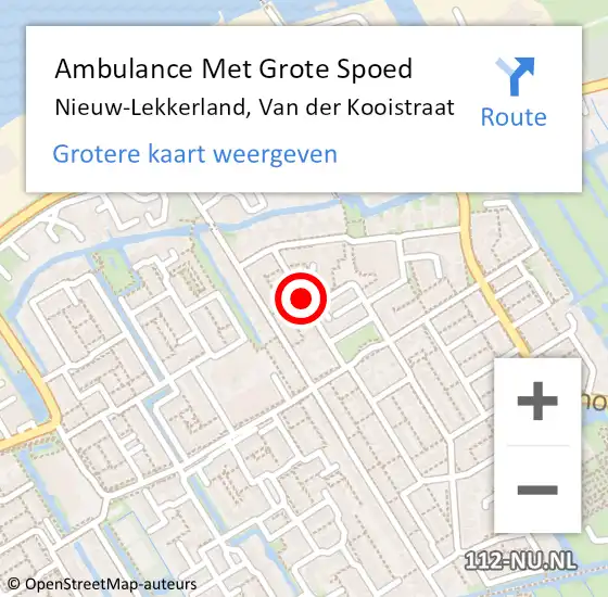 Locatie op kaart van de 112 melding: Ambulance Met Grote Spoed Naar Nieuw-Lekkerland, Van der Kooistraat op 4 december 2020 00:50