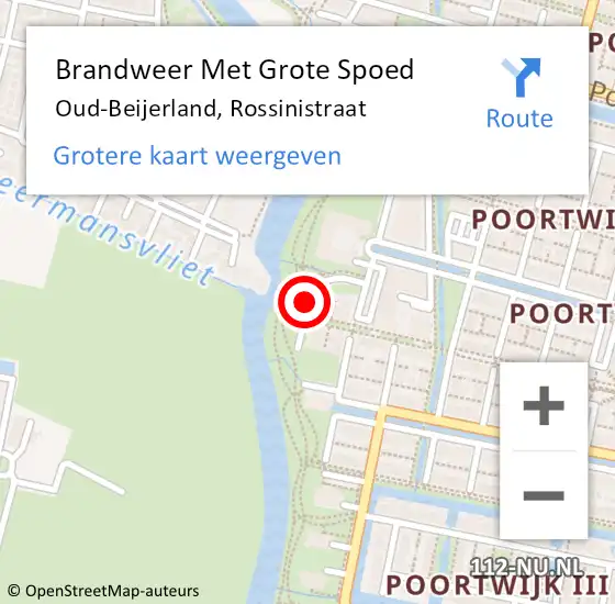 Locatie op kaart van de 112 melding: Brandweer Met Grote Spoed Naar Oud-Beijerland, Rossinistraat op 4 december 2020 01:33