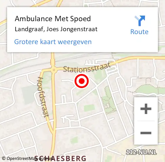 Locatie op kaart van de 112 melding: Ambulance Met Spoed Naar Landgraaf, Joes Jongenstraat op 26 mei 2014 13:06