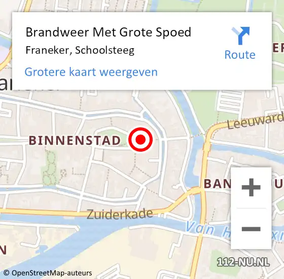 Locatie op kaart van de 112 melding: Brandweer Met Grote Spoed Naar Franeker, Schoolsteeg op 26 mei 2014 13:11