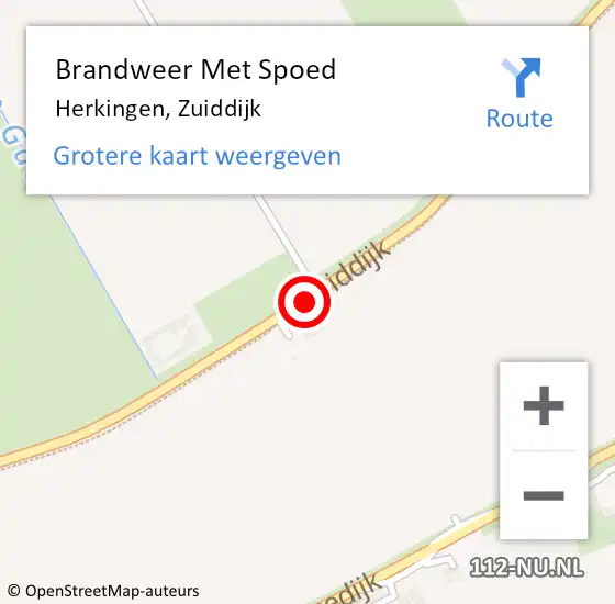 Locatie op kaart van de 112 melding: Brandweer Met Spoed Naar Herkingen, Zuiddijk op 4 december 2020 07:50
