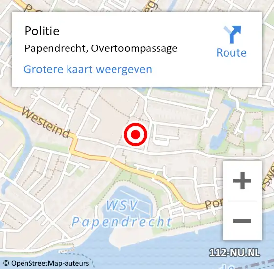 Locatie op kaart van de 112 melding: Politie Papendrecht, Overtoompassage op 4 december 2020 08:31