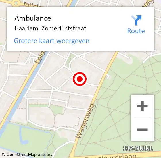 Locatie op kaart van de 112 melding: Ambulance Haarlem, Zomerluststraat op 4 december 2020 08:49