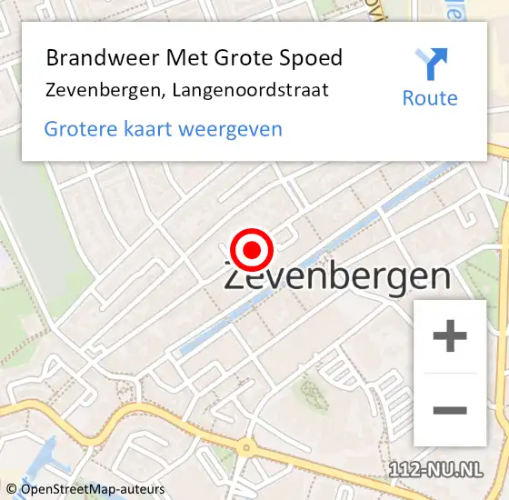 Locatie op kaart van de 112 melding: Brandweer Met Grote Spoed Naar Zevenbergen, Langenoordstraat op 4 december 2020 08:51