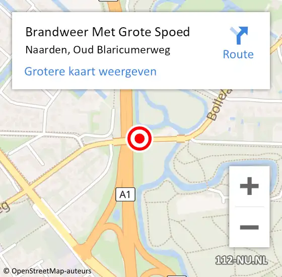 Locatie op kaart van de 112 melding: Brandweer Met Grote Spoed Naar Naarden, Oud Blaricumerweg op 4 december 2020 08:57