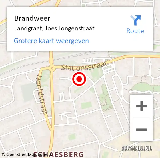 Locatie op kaart van de 112 melding: Brandweer Landgraaf, Joes Jongenstraat op 26 mei 2014 13:35