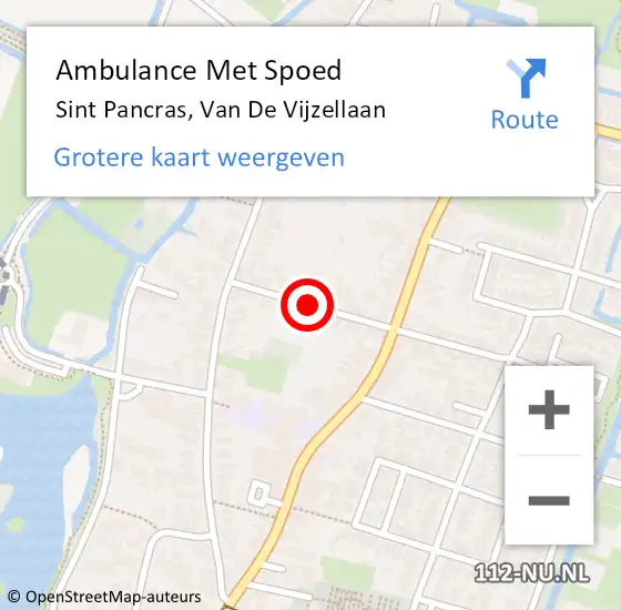 Locatie op kaart van de 112 melding: Ambulance Met Spoed Naar Sint Pancras, Van De Vijzellaan op 4 december 2020 13:13