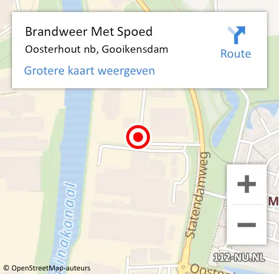 Locatie op kaart van de 112 melding: Brandweer Met Spoed Naar Oosterhout nb, Gooikensdam op 4 december 2020 13:30