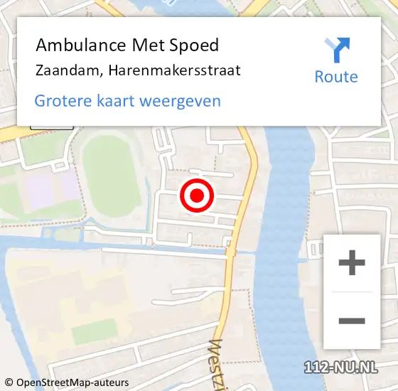 Locatie op kaart van de 112 melding: Ambulance Met Spoed Naar Zaandam, Harenmakersstraat op 4 december 2020 14:06