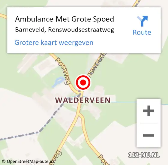 Locatie op kaart van de 112 melding: Ambulance Met Grote Spoed Naar Barneveld, Renswoudsestraatweg op 4 december 2020 14:20