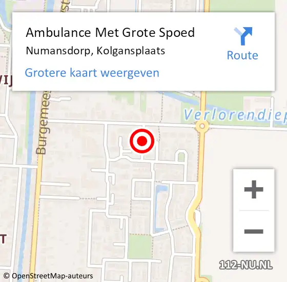 Locatie op kaart van de 112 melding: Ambulance Met Grote Spoed Naar Numansdorp, Kolgansplaats op 4 december 2020 15:13