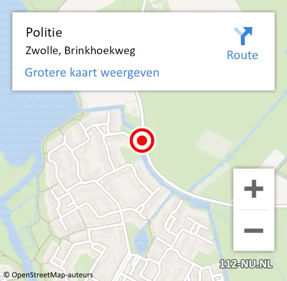 Locatie op kaart van de 112 melding: Politie Zwolle, Brinkhoekweg op 4 december 2020 16:08