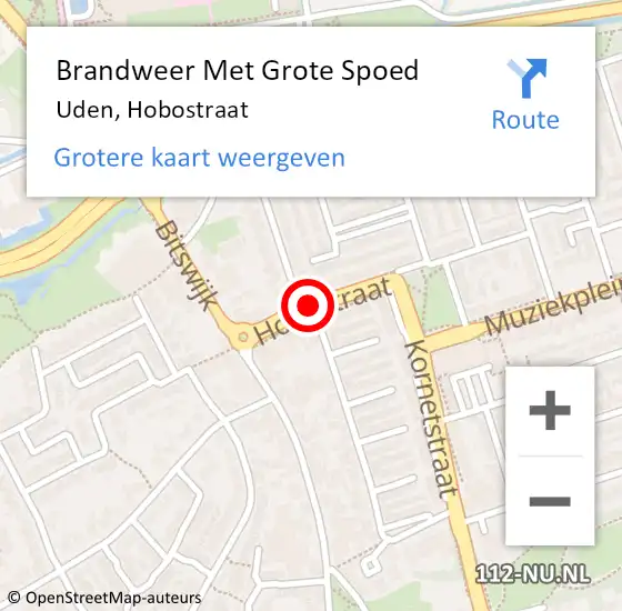 Locatie op kaart van de 112 melding: Brandweer Met Grote Spoed Naar Uden, Hobostraat op 4 december 2020 16:09