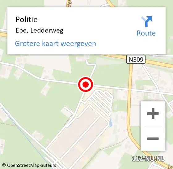 Locatie op kaart van de 112 melding: Politie Epe, Ledderweg op 4 december 2020 16:31