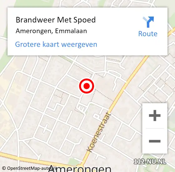 Locatie op kaart van de 112 melding: Brandweer Met Spoed Naar Amerongen, Emmalaan op 4 december 2020 16:38