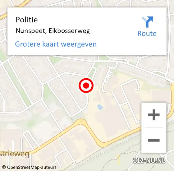 Locatie op kaart van de 112 melding: Politie Nunspeet, Eikbosserweg op 4 december 2020 16:47