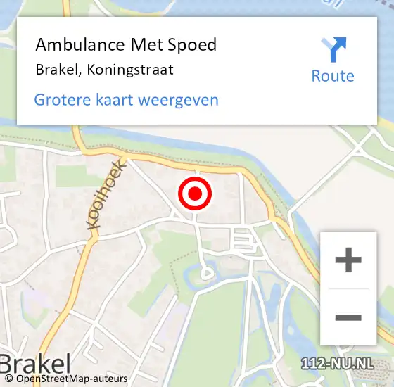 Locatie op kaart van de 112 melding: Ambulance Met Spoed Naar Brakel, Koningstraat op 4 december 2020 18:12