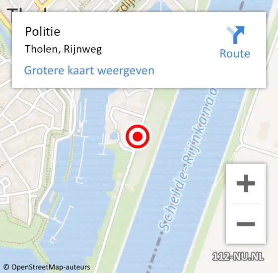 Locatie op kaart van de 112 melding: Politie Tholen, Rijnweg op 4 december 2020 18:24