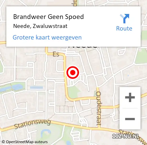 Locatie op kaart van de 112 melding: Brandweer Geen Spoed Naar Neede, Zwaluwstraat op 4 december 2020 18:39