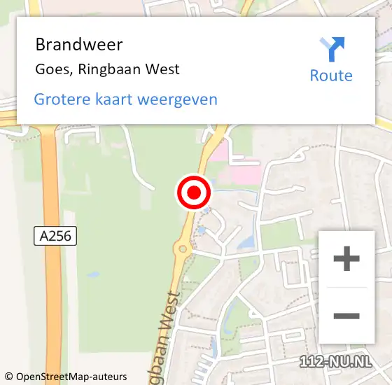 Locatie op kaart van de 112 melding: Brandweer Goes, Ringbaan West op 4 december 2020 19:05