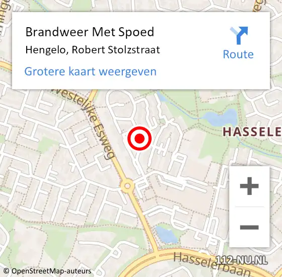 Locatie op kaart van de 112 melding: Brandweer Met Spoed Naar Hengelo, Robert Stolzstraat op 4 december 2020 20:26