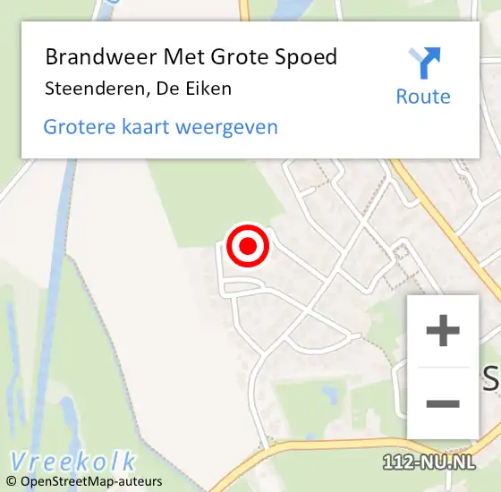 Locatie op kaart van de 112 melding: Brandweer Met Grote Spoed Naar Steenderen, De Eiken op 26 mei 2014 14:28