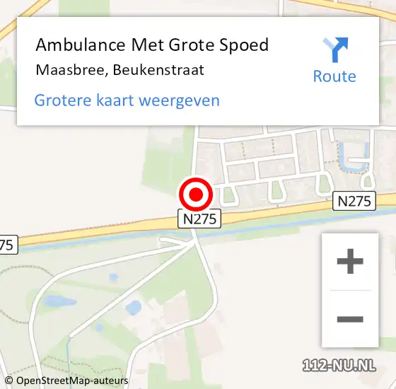 Locatie op kaart van de 112 melding: Ambulance Met Grote Spoed Naar Maasbree, Beukenstraat op 26 mei 2014 14:31